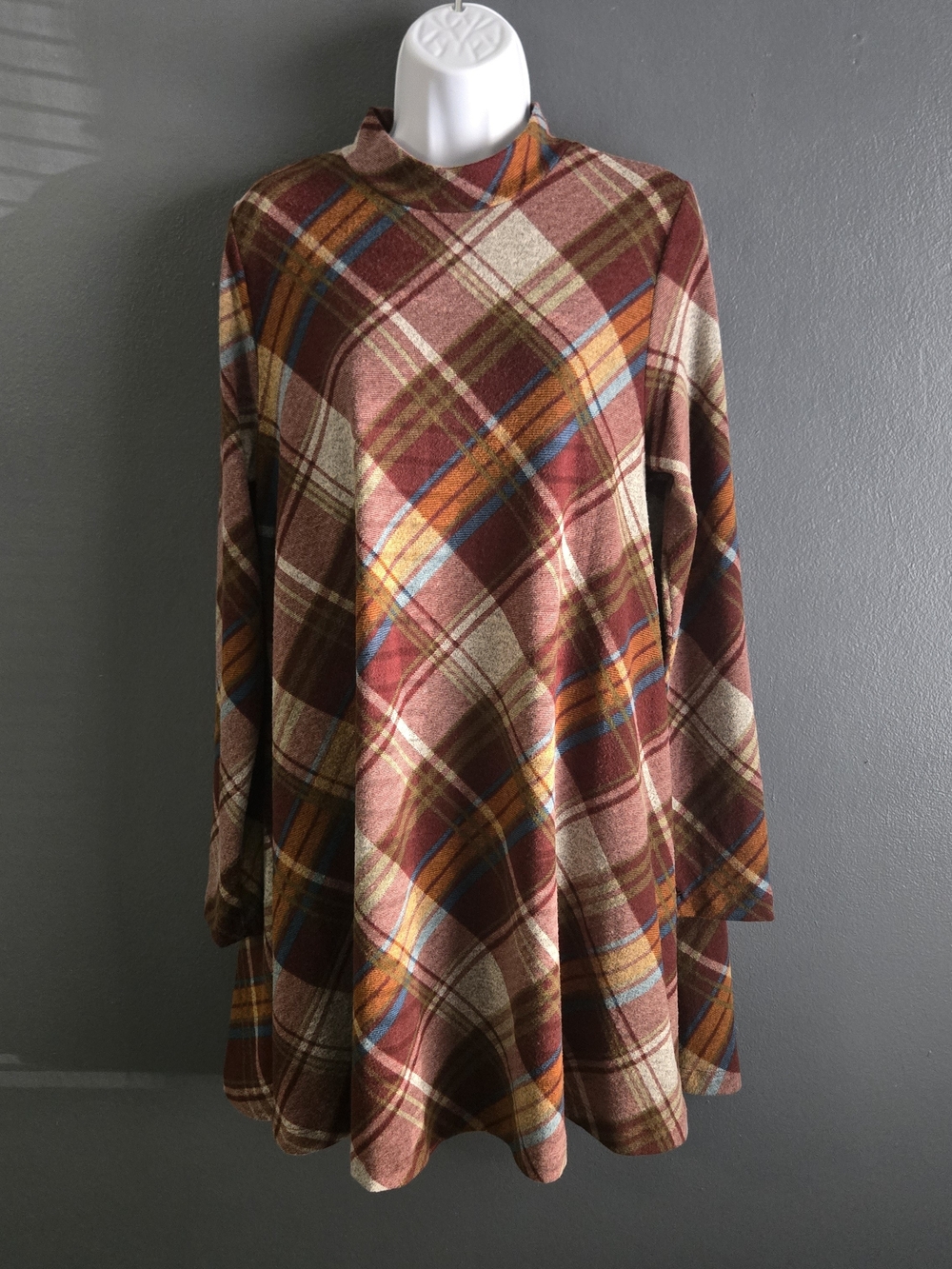 Entro Plaid Cozy Cottagecore Autumn Grunge Sweater Dress L